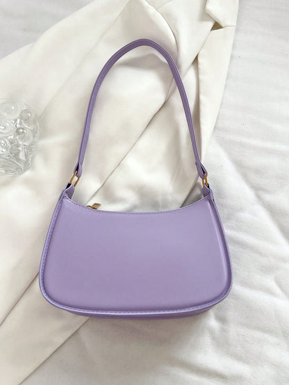 Solid Color Minimalist & Elegant Embossed Shoulder Bag