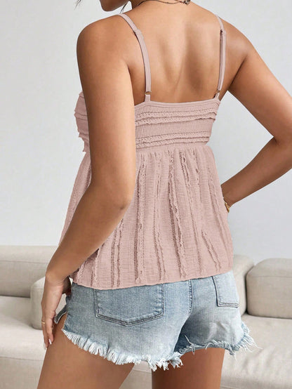 Roylia Women's Casual Solid Color Textured Camisole, Summer