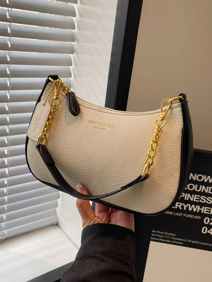 1pc Solid Color PU Leather Shoulder Bag For Women, Versatile Crossbody Bag For Commuting, Adjustable Shoulder Strap