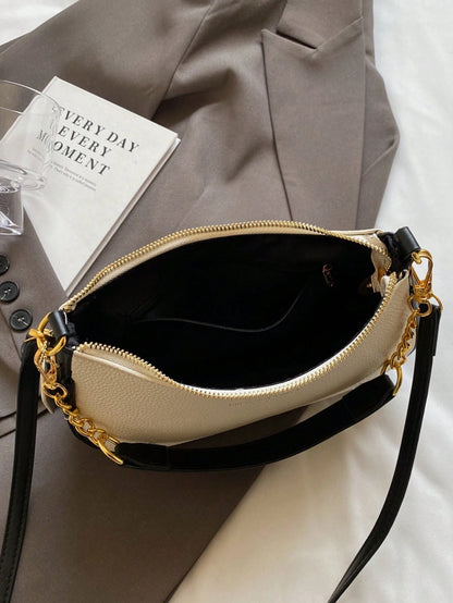 1pc Solid Color PU Leather Shoulder Bag For Women, Versatile Crossbody Bag For Commuting, Adjustable Shoulder Strap