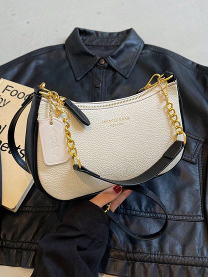 1pc Solid Color PU Leather Shoulder Bag For Women, Versatile Crossbody Bag For Commuting, Adjustable Shoulder Strap