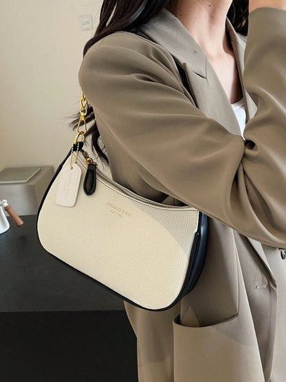 1pc Solid Color PU Leather Shoulder Bag For Women, Versatile Crossbody Bag For Commuting, Adjustable Shoulder Strap