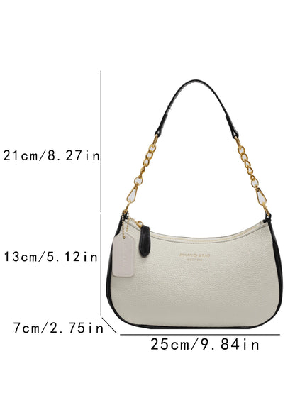 1pc Solid Color PU Leather Shoulder Bag For Women, Versatile Crossbody Bag For Commuting, Adjustable Shoulder Strap