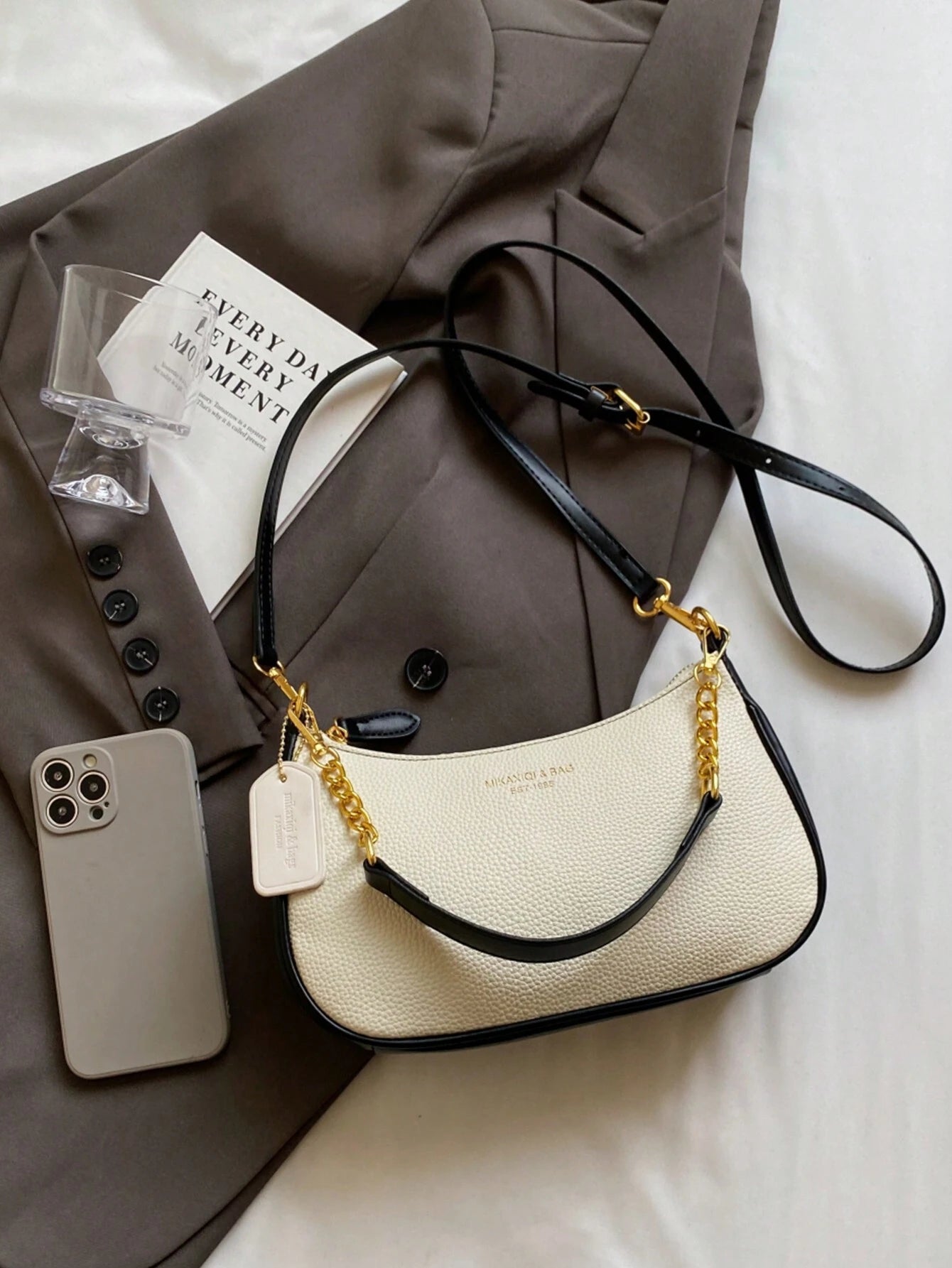 1pc Solid Color PU Leather Shoulder Bag For Women, Versatile Crossbody Bag For Commuting, Adjustable Shoulder Strap