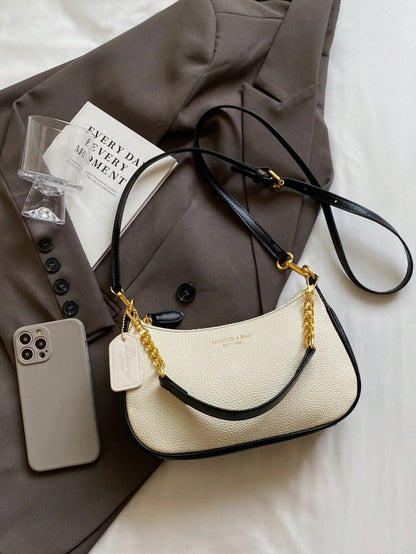 1pc Solid Color PU Leather Shoulder Bag For Women, Versatile Crossbody Bag For Commuting, Adjustable Shoulder Strap