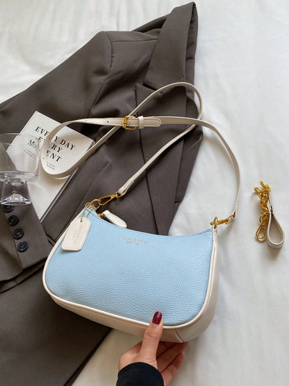 1pc Solid Color PU Leather Shoulder Bag For Women, Versatile Crossbody Bag For Commuting, Adjustable Shoulder Strap
