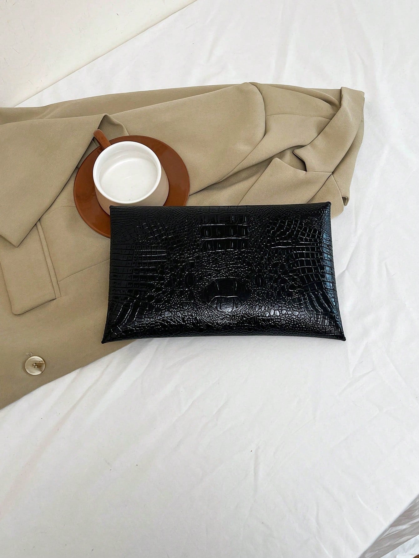 Crocodile Print, Snake Print, Solid Color, Minimalist, Fashionable, Casual PU Clutch, Envelope Bag, Fashionable Clutch Bags For Woman
