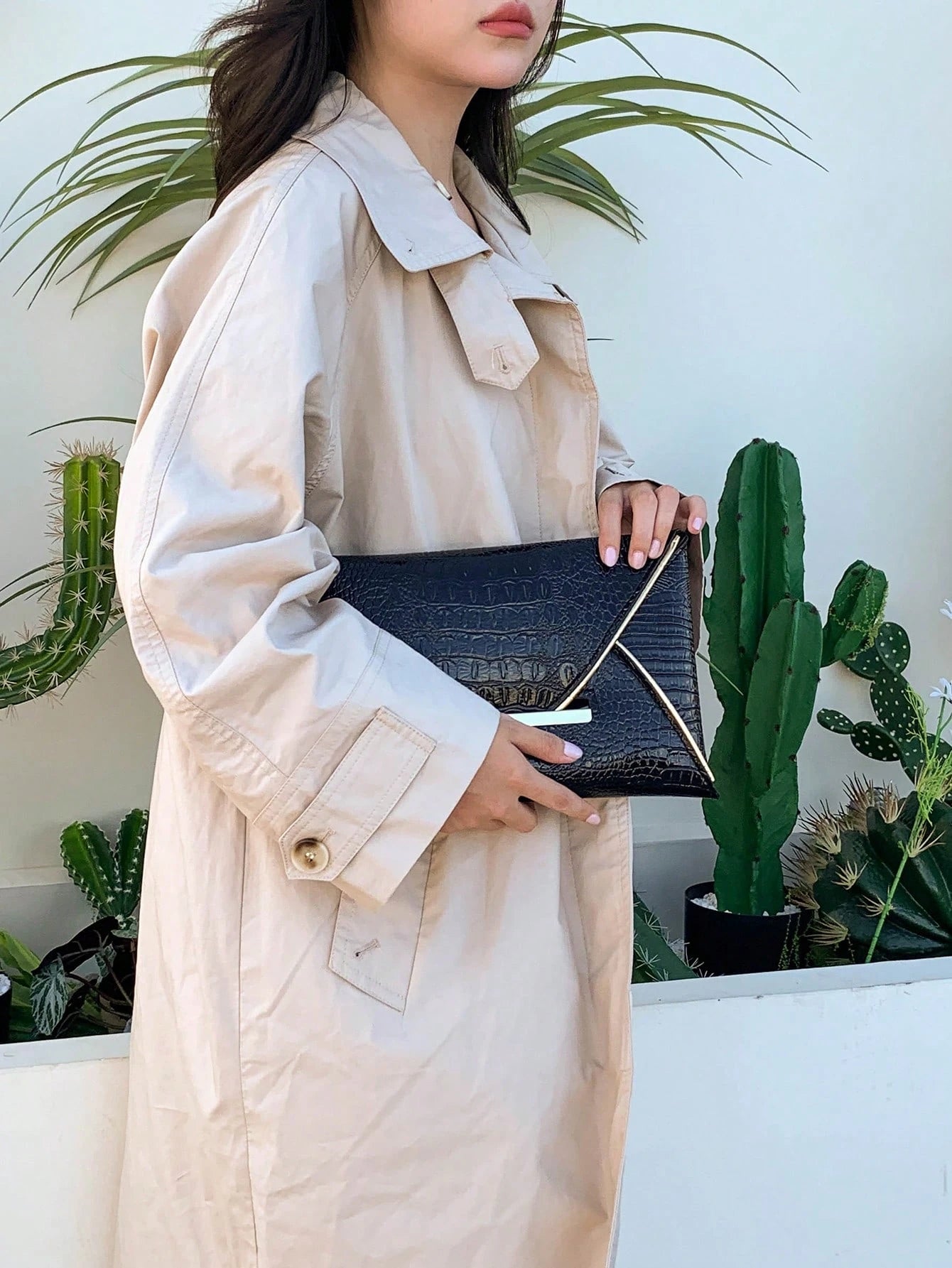 Crocodile Print, Snake Print, Solid Color, Minimalist, Fashionable, Casual PU Clutch, Envelope Bag, Fashionable Clutch Bags For Woman