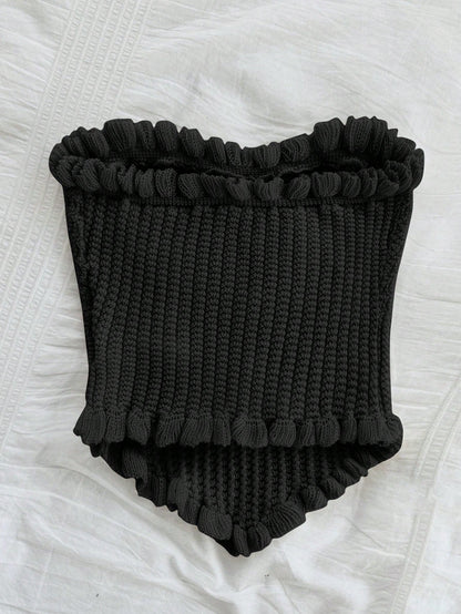 Soleia Women's Button Decor Fashion Casual Ruffle Hem Knitted Camisole Top,Going Out Top