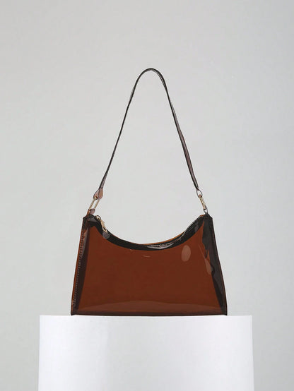 Fashionable Transparent PVC Shoulder Bag, Sports Crossbody Bag, Casual Ladies Plastics Handbag, Waterproof, Sandproof Transparent Bag, Beach Sports Picnic Snacks Clear Purse For Women