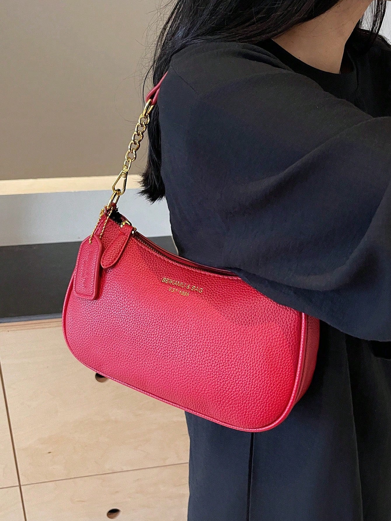 1pc Solid Color PU Leather Shoulder Bag For Women, Versatile Crossbody Bag For Commuting, Adjustable Shoulder Strap