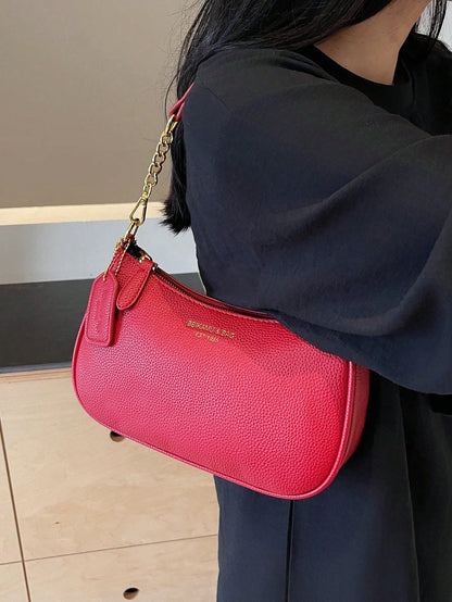 1pc Solid Color PU Leather Shoulder Bag For Women, Versatile Crossbody Bag For Commuting, Adjustable Shoulder Strap