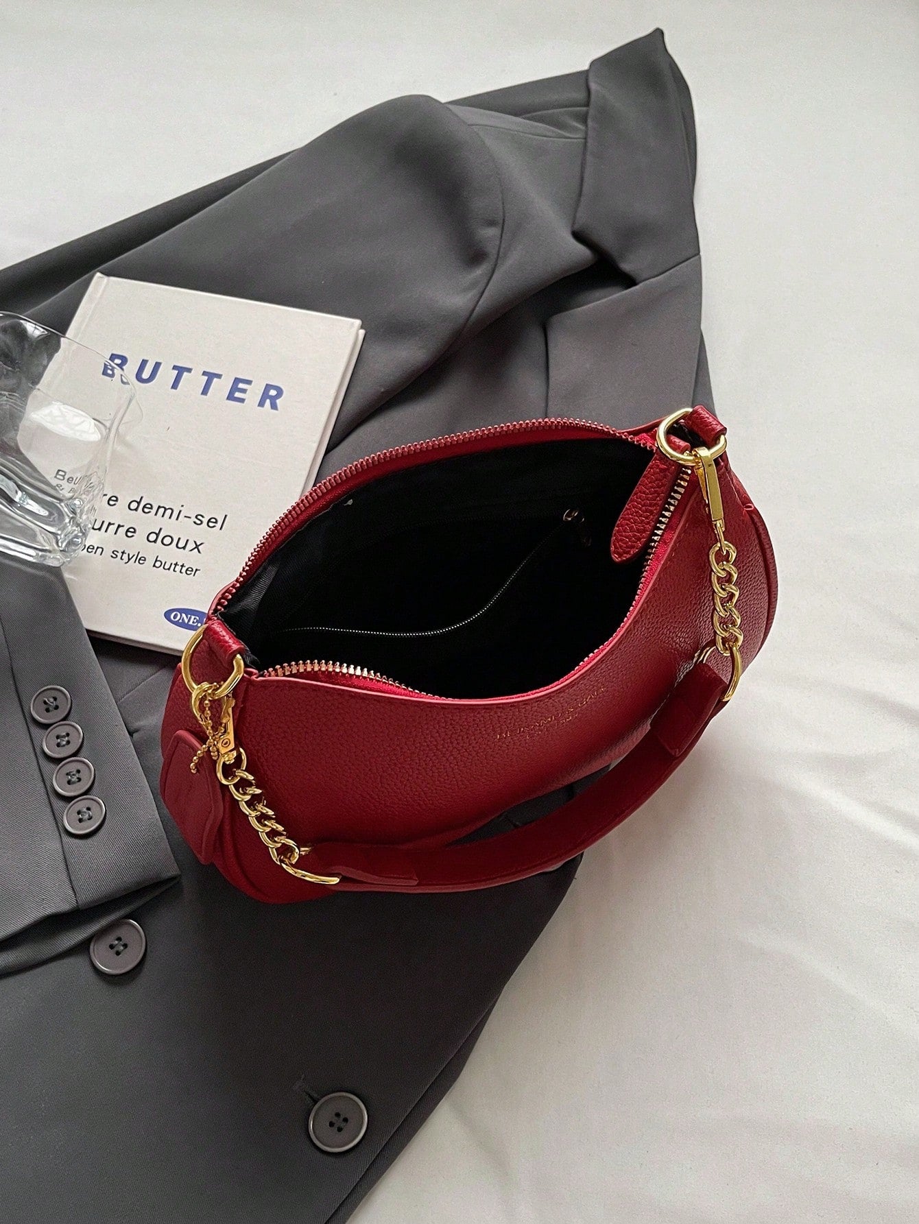 1pc Solid Color PU Leather Shoulder Bag For Women, Versatile Crossbody Bag For Commuting, Adjustable Shoulder Strap