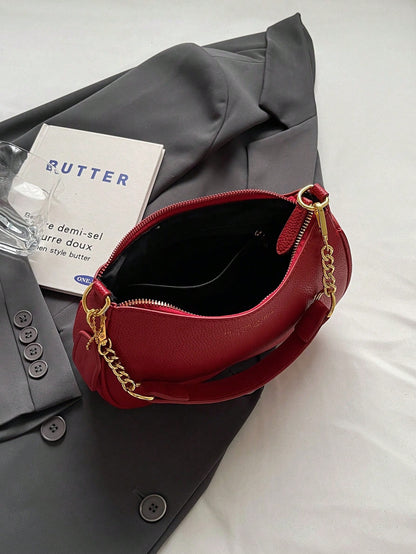 1pc Solid Color PU Leather Shoulder Bag For Women, Versatile Crossbody Bag For Commuting, Adjustable Shoulder Strap