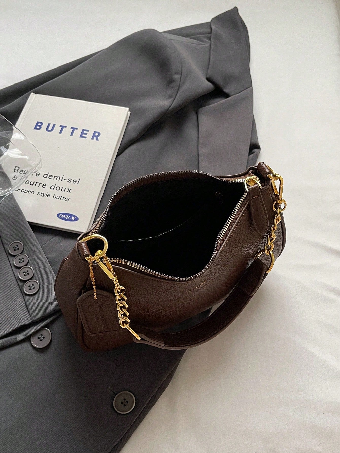 1pc Solid Color PU Leather Shoulder Bag For Women, Versatile Crossbody Bag For Commuting, Adjustable Shoulder Strap