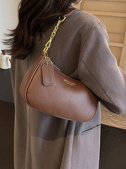 1pc Solid Color PU Leather Shoulder Bag For Women, Versatile Crossbody Bag For Commuting, Adjustable Shoulder Strap