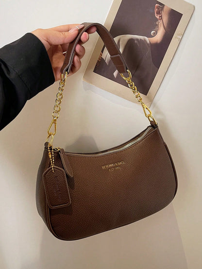 1pc Solid Color PU Leather Shoulder Bag For Women, Versatile Crossbody Bag For Commuting, Adjustable Shoulder Strap