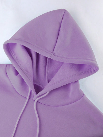 INAWLY Letter Graphic Kangaroo Pocket Drawstring Thermal Lined Hoodie,Long Sleeve Tops