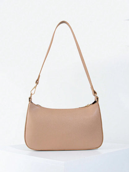 Artificial Patent Leather Minimalist Hobo Bag, Perfect For Music Festival