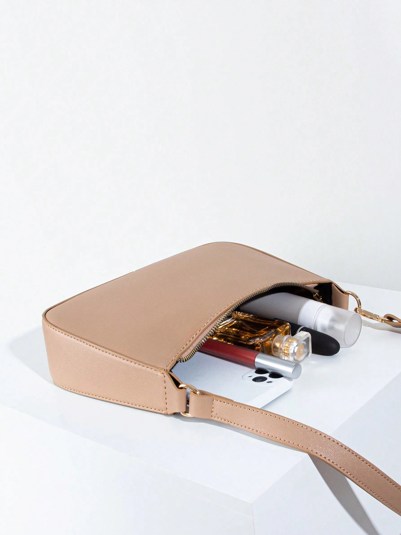 Artificial Patent Leather Minimalist Hobo Bag, Perfect For Music Festival