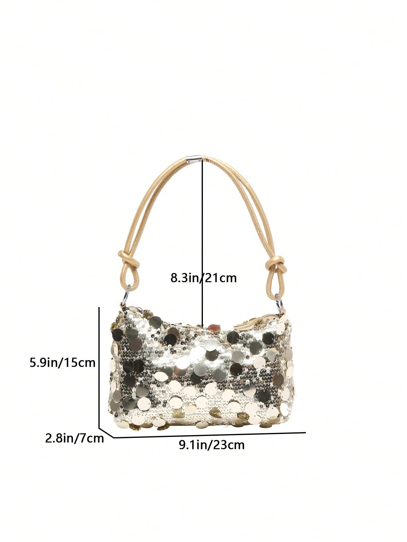 1pc Gold-Tone Glittery Crescent Moon Shape PVC Shoulder Bag For Women
