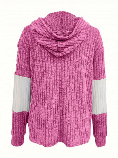 INAWLY Women's Spring And Autumn Casual Color Blocking Drawstring Hooded Jacket Fall Winter Cloth For Women