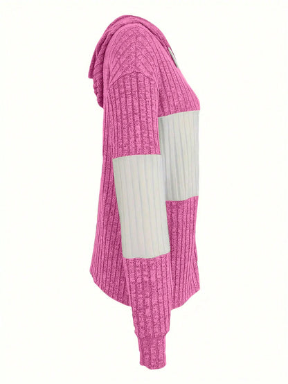 INAWLY Women's Spring And Autumn Casual Color Blocking Drawstring Hooded Jacket Fall Winter Cloth For Women