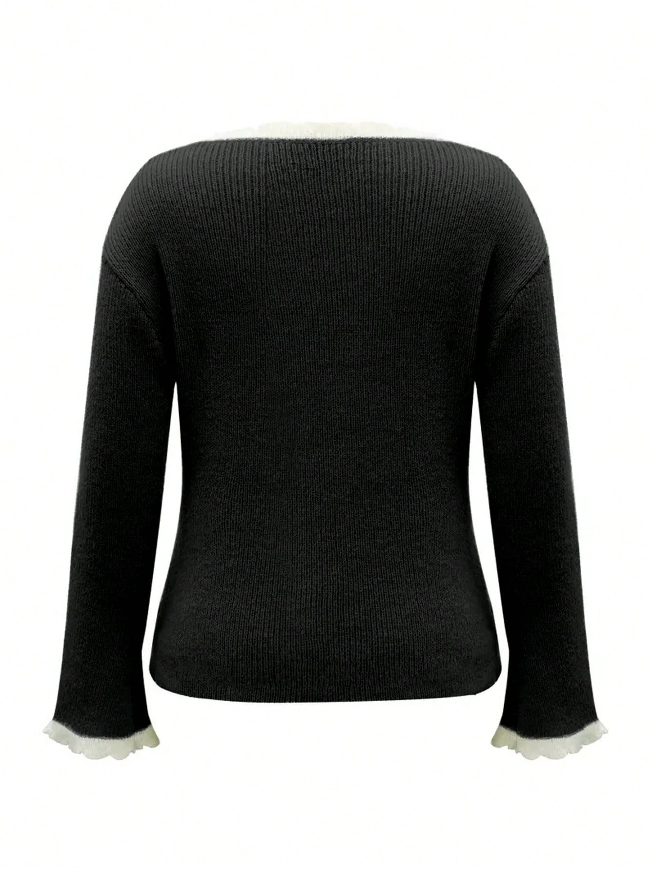 INAWLY Women's Colorblock Collar Casual Long Sleeve Sweater Knit Pullover Fall Winter Outfit