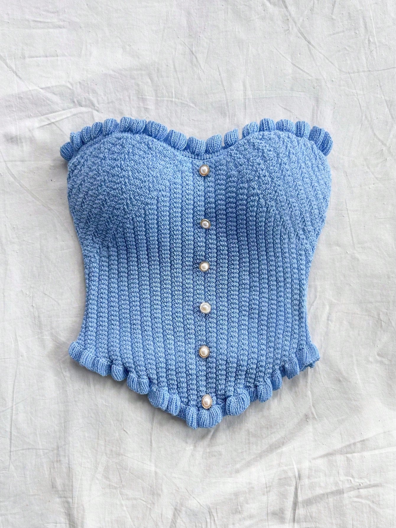 Soleia Women's Button Decor Fashion Casual Ruffle Hem Knitted Camisole Top,Going Out Top