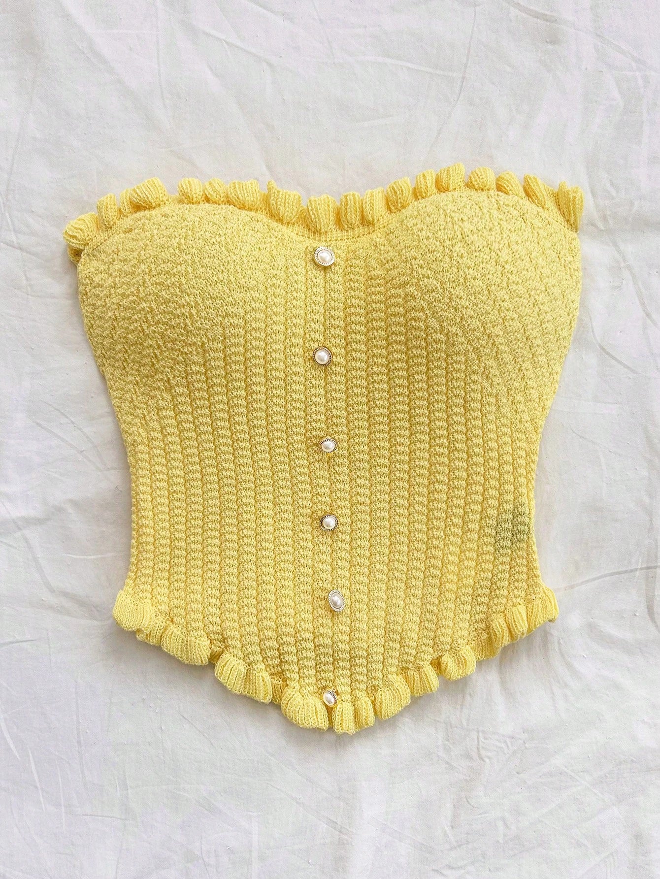 Soleia Women's Button Decor Fashion Casual Ruffle Hem Knitted Camisole Top,Going Out Top