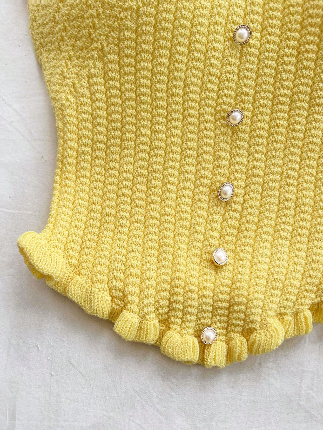 Soleia Women's Button Decor Fashion Casual Ruffle Hem Knitted Camisole Top,Going Out Top