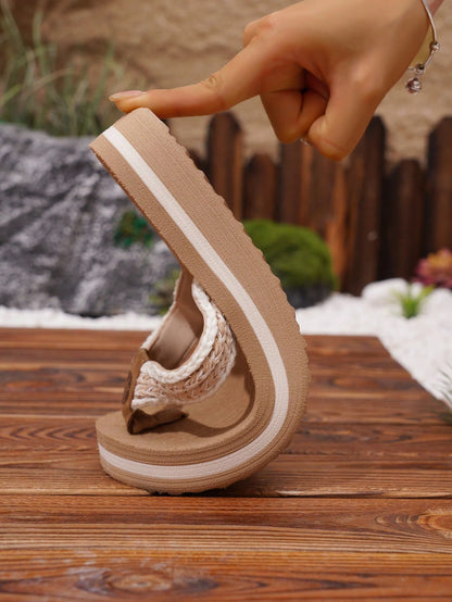 Popular Women's Fashionable Casual Thong Sandals, Lightweight And Comfortable Summer Outdoor White Flip Flops