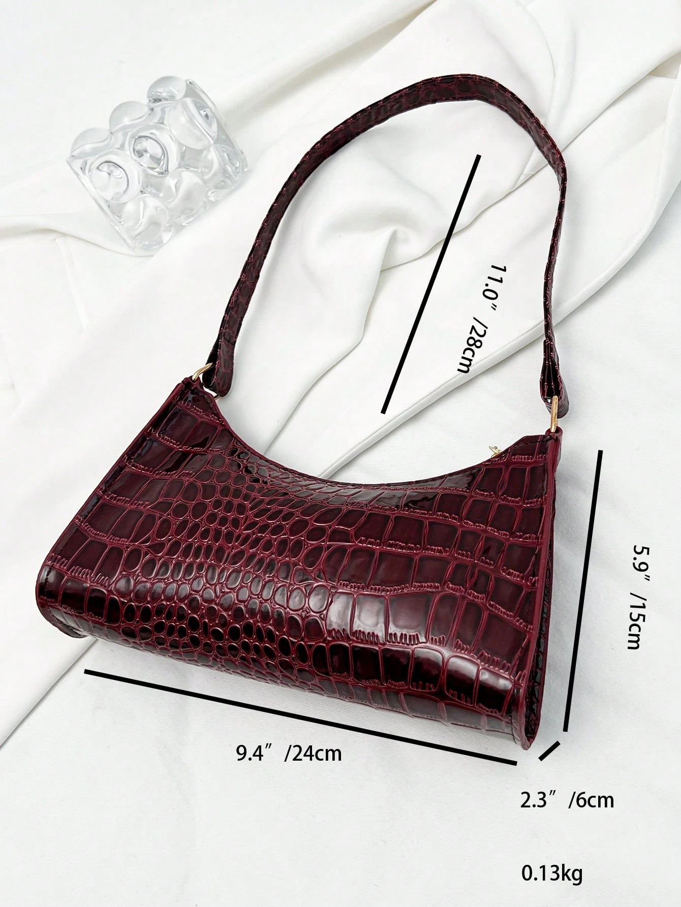 Solid Color Minimalist & Elegant Embossed Shoulder Bag