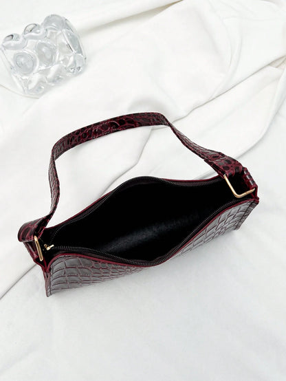 Solid Color Minimalist & Elegant Embossed Shoulder Bag