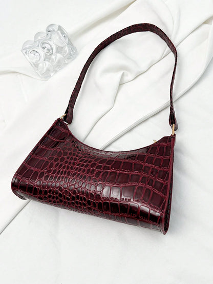 Solid Color Minimalist & Elegant Embossed Shoulder Bag