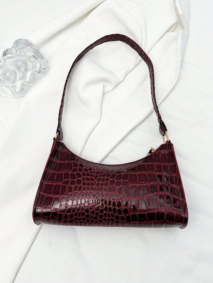 Solid Color Minimalist & Elegant Embossed Shoulder Bag