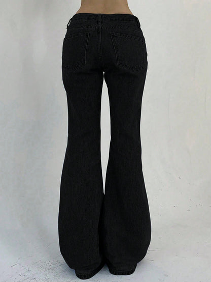 DAZY Women Casual Pocketed Denim Flared Pants