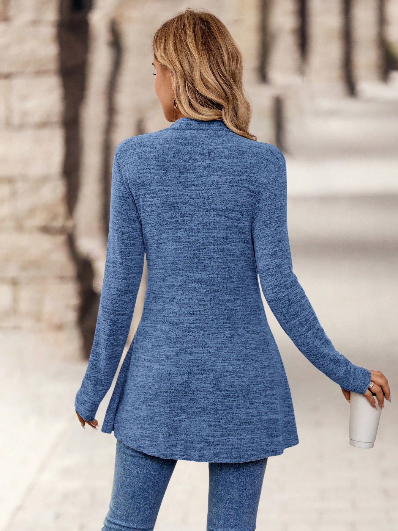 EMERY ROSE Women's Simple Daily Long Sleeve Tie Knot Outerwear,Ladies Late Fall Casual Belted Regular Sleeve Loose Khaki Plain Women Coats,Casual Daily Wear