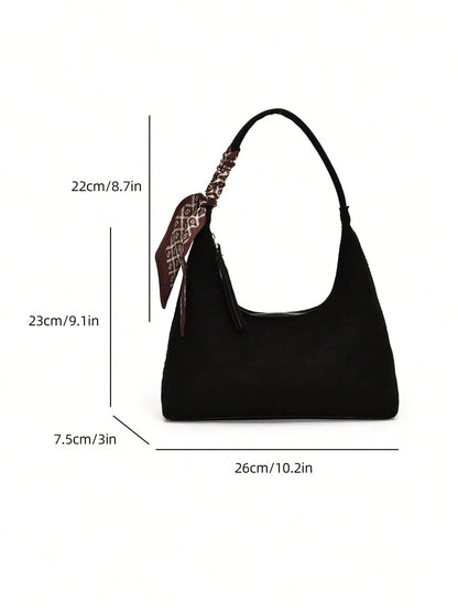 Minimalist Women's Shoulder Bag With Scarf