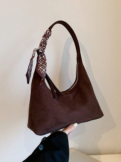 Minimalist Women's Shoulder Bag With Scarf