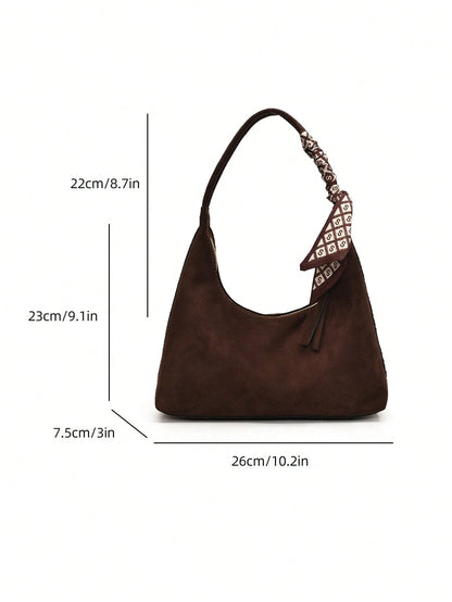 Minimalist Women's Shoulder Bag With Scarf