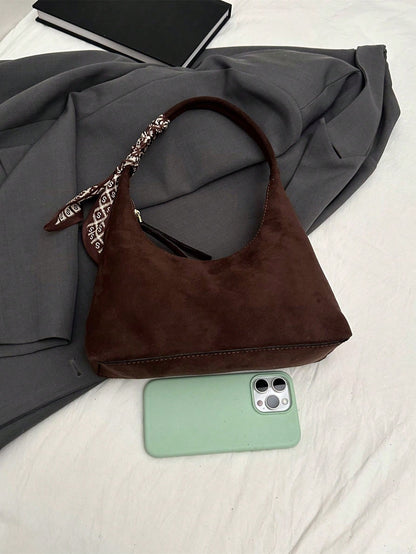 Minimalist Women's Shoulder Bag With Scarf