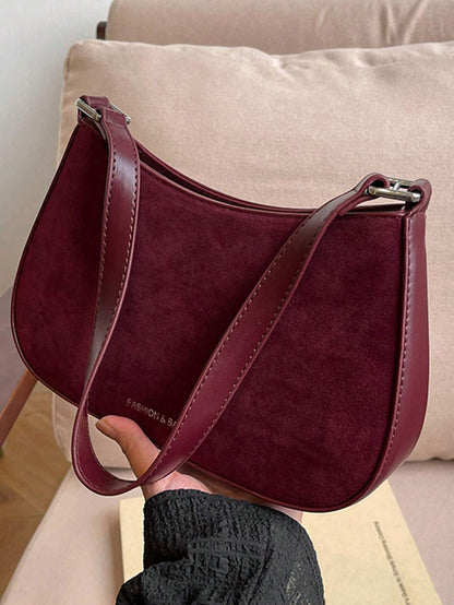 1pc Solid Color PU Leather Shoulder Bag For Women, Versatile Crossbody Bag For Commuting, Adjustable Shoulder Strap