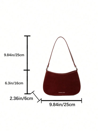 1pc Solid Color PU Leather Shoulder Bag For Women, Versatile Crossbody Bag For Commuting, Adjustable Shoulder Strap