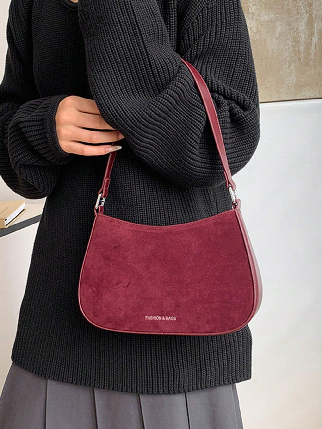 1pc Solid Color PU Leather Shoulder Bag For Women, Versatile Crossbody Bag For Commuting, Adjustable Shoulder Strap