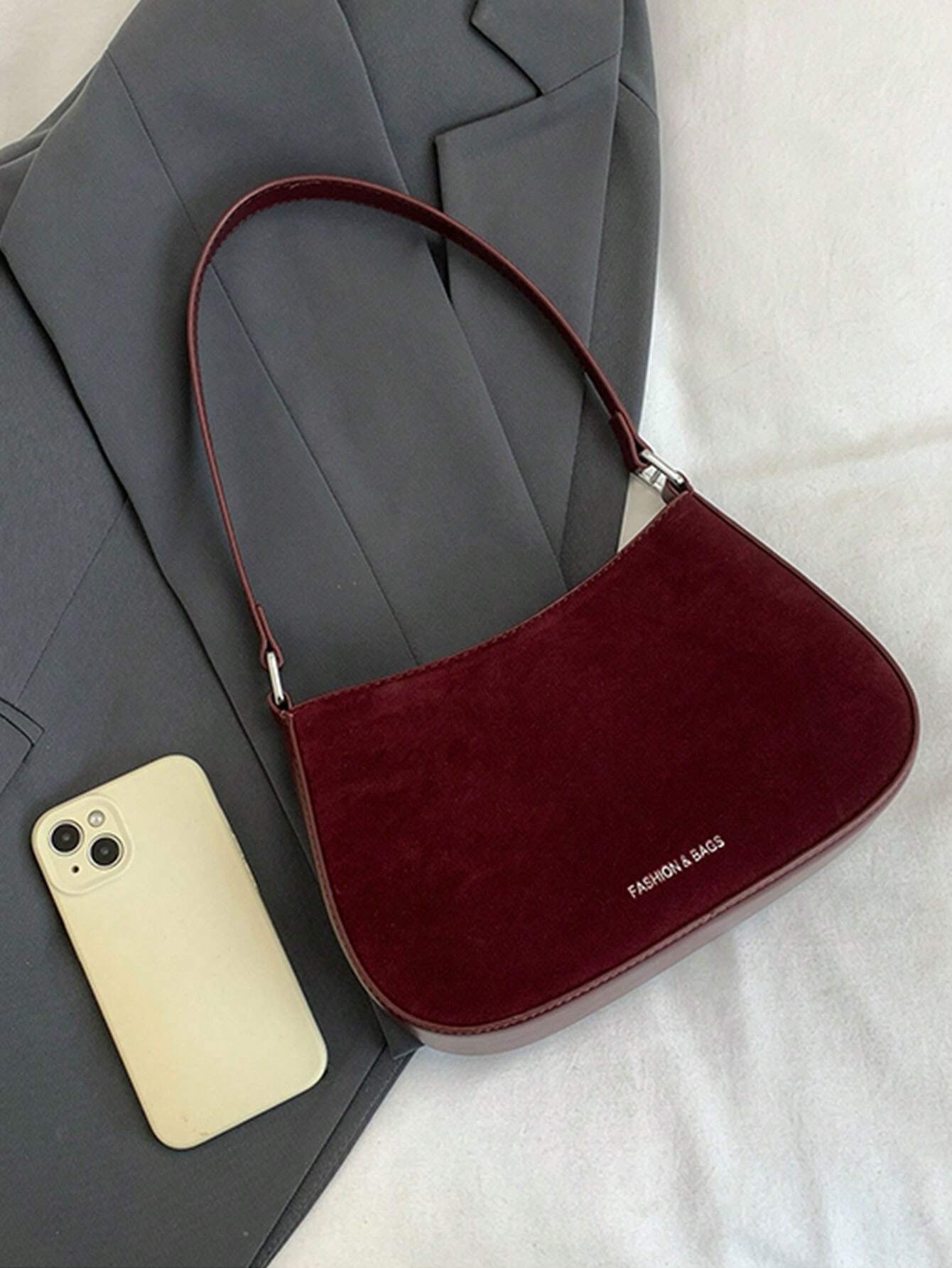 1pc Solid Color PU Leather Shoulder Bag For Women, Versatile Crossbody Bag For Commuting, Adjustable Shoulder Strap