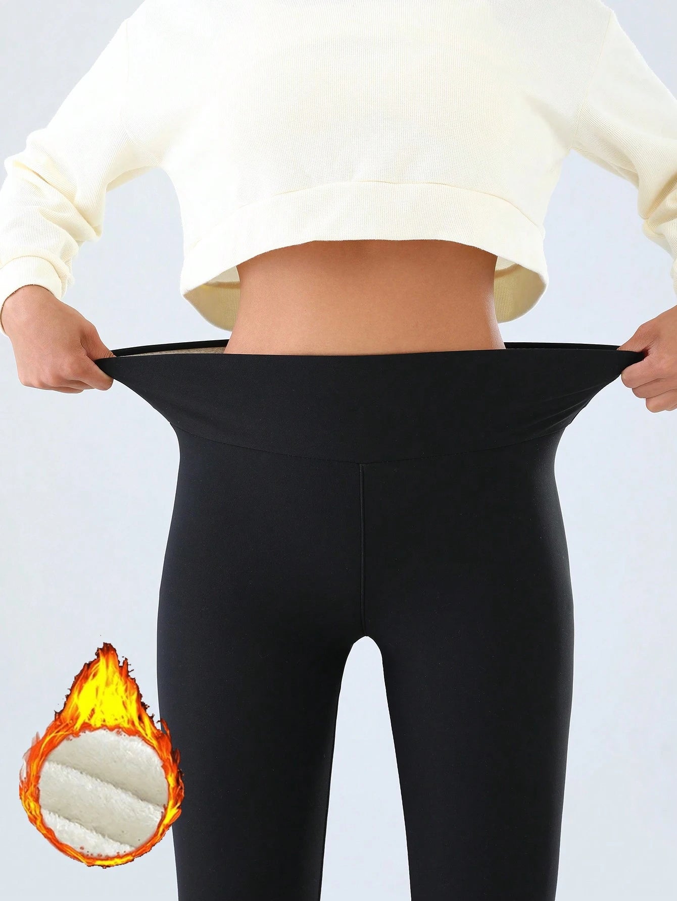 1pc Winter Sport Leggings High Waist Thick Wool Pants Warm Velvet Thick Thermal Pants Fleece Legging Winter Clothes Women