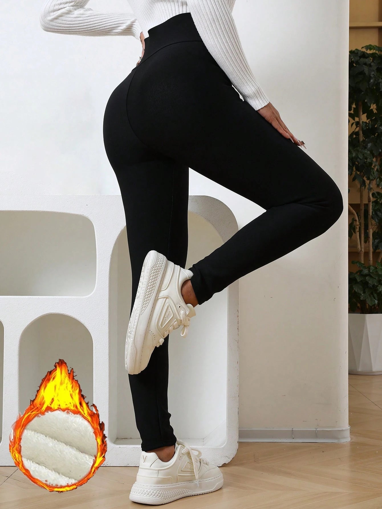 1pc Winter Sport Leggings High Waist Thick Wool Pants Warm Velvet Thick Thermal Pants Fleece Legging Winter Clothes Women