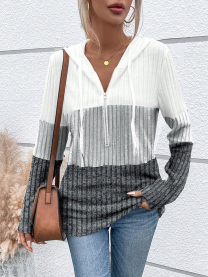 EMERY ROSE Ladies' Color Blocking Drawstring T-Shirt Graphic Tees Women Tops Fall Cloth For Women