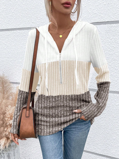 EMERY ROSE Ladies' Color Blocking Drawstring T-Shirt Graphic Tees Women Tops Fall Cloth For Women